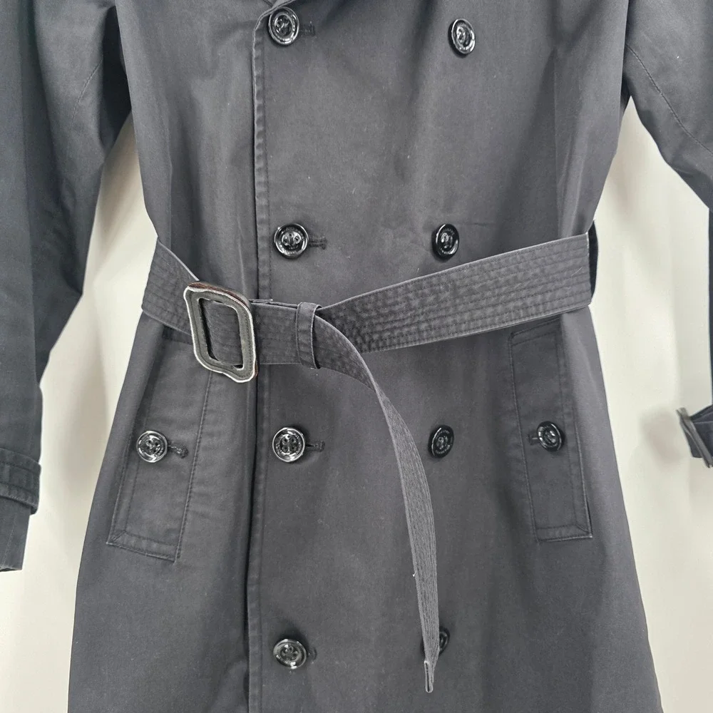 BURBERRY TRENCH COAT KIDS SIZE 8 YOUTH BLACK DOUBLE BREASTED NOVA CHECK LINING